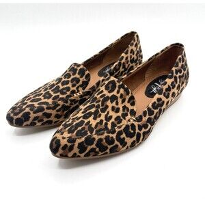 Vintage 7 Eight Tan/Black‎ Animal Print Flats & Loafers Faux Fur Pointed Toe 8.5